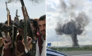 Grupo rebelde Houthis e queda de míssil em Tel Aviv. (Captura de tela/YouTube/ABC News)