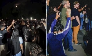 Dezenas de estudantes se reuniram para adorar a Deus na UFRJ. (Foto: Reprodução/Instagram/Aviva Universitário).