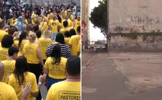 Os cristãos orando no local. (Foto: Reprodução/Instagram/Missões Pastores de Rua)