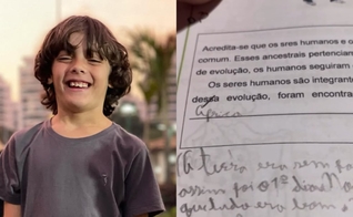 Estêvão, de 9 anos, defendeu sua fé na prova. (Foto: Reprodução/Instagram/Paulienardo Leo).