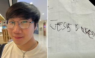 Jonathan e a mensagem que ele escreveu antes de morrer. (Foto ReproduçãoFacebookJonathan SiaJoel Sia)
