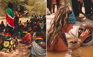 O batismo no deserto. (Foto: Reprodução/Instagram/Angi Magoulis)