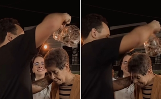 O batismo de dona Ilka. (Foto: Reprodução/Instagram/Caio Escovino)