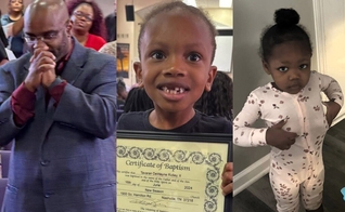O pastor Tavaran Ridley, seu filho Deuce Ridley e a sobrinha Esther Holston. (Foto: Baptist Press)