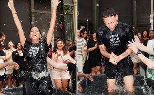 Os batismos. (Foto ReproduçãoInstagramMovement Church)