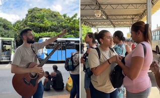 O evangelismo na rodoviária. (Foto: Reprodução/Instagram/Allan Machado)