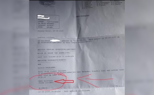 Relatório médico onde o radiologista registrou “judia” como condição problemática da paciente. (Captura de tela/Instagram/André Lajst)