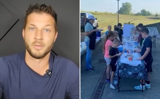 Justin Walker e os alunos. (Foto: Reprodução/YouTube/CBN News)