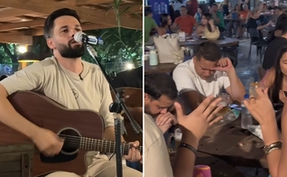 Allan ministrando o Evangelho no bar. (Foto: Reprodução/Instagram/Allan Machado)