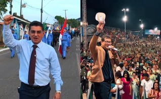 Cristãos da Assembleia de Deus evangelizaram nas ruas de Tucuruí. (Foto: Reprodução/Instagram/Rev Ocelio Nauar/Reprodução/Instagram/Clebson Bandeira).