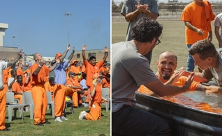 A ação evangelística na prisão. (Foto: Reprodução/Instagram/Victory Church)