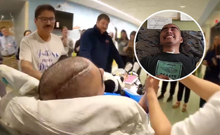 Samuel (Samy) Garduno-Martinez acompanhado de sua família no dia da alta. (Foto: Família Garduno-Martinez)