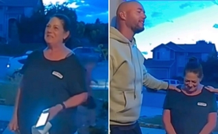 A entregadora sendo evangelizada. (Foto: Reprodução/Instagram/Nicole Pankratz)