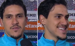 Pedro Guilherme em entrevista pós-jogo. (Foto: Reprodução/Instagram/Ge)