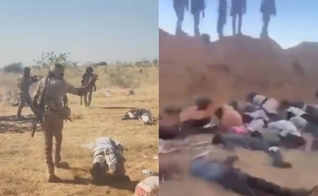 Combatentes das RSF caminham entre corpos nos arredores de El Fasher. (Foto: Reprodução/Redes Sociais).