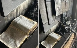 A Bíblia ficou intacta após incêndio. (Foto: Divulgação/Corpo de Bombeiros Militar de Carazinho). 