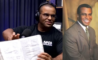 Eliezer da Luz, filho de Luiz Antônio da Luz, mostrou a Bíblia do pai. (Foto: Reprodução/YouTube/Dilson Gomes/Instagram/pastor.luizantonio).