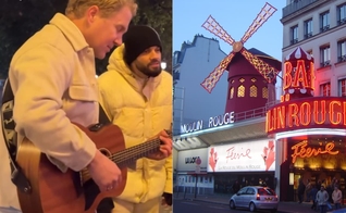 Allan Machado e sua equipe anunciaram Jesus diante do Moulin Rouge. (Foto: Reprodução/Instagram/Allan Machado/Wikimedia Commons/David Monniaux).
