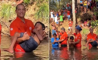 A Missão Calebe realizou um batismo em aldeia Xerente. (Foto: Reprodução/Instagram/Jeconias Neto Lopes).