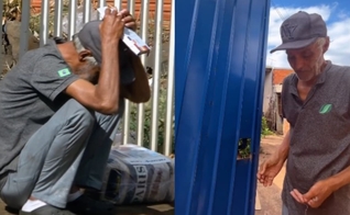 O homem chorou ao receber a doação. (Foto: Reprodução/Instagram/Retornar Amor).