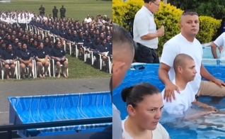 Os futuros agentes foram batizados na escola de polícia. (Foto: Reprodução/Instagram/La Corriente/Reprodução/YouTube/NG Federal).