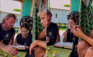 Max e Ághata serviram a Ceia para Sebastião. (Foto: Reprodução/Instagram/Max Dacampo).