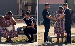 Edilene após receber o presente. (Foto: Reprodução/Instagram/Felipe Martins)