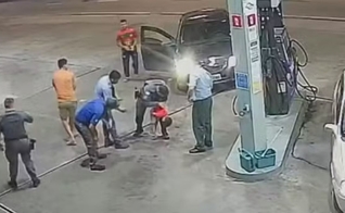 O incidente no posto de gasolina. (Foto: Reprodução/g1)
