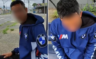 Rafael Cruz orando pelo homem na rua. (Foto: Reprodução/Instagram/Rafael Cruz)