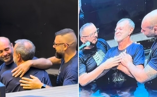 O batismo de Paulo. (Foto: Reprodução/Instagram/Renan Nunes)