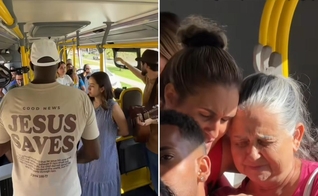 O evangelismo no ônibus. (Foto: Reprodução/Instagram/Allan Machado)