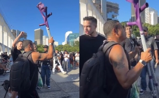 O homem deixou as muletas e passou a andar normalmente. (Foto: Reprodução/Instagram/Rafael Santmour).