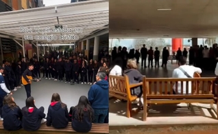 Os estudantes se reúnem para louvar ao Senhor. (Foto: Reprodução/Instagram/Colégio Mackenzie Tamboré).