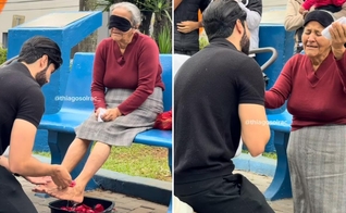 A idosa nas ruas. (Foto: Reprodução/Instagram/Thiago Solrac)