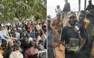 Moradores locais recebem o Novo Testamento com festa. (Captura de tela/Instagram/Wycliffe Bijbelvertalers)