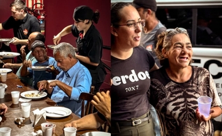 Os moradores de rua participaram do rodízio promovido pela missão “Sul, Missões e Graça”. (Foto: Divulgação/SMG).