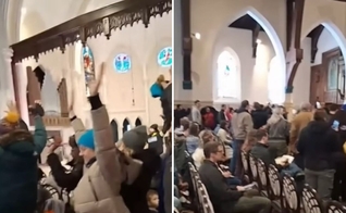 Protesto na Cities Church, no estado de Minnesota. (Foto: Reprodução/YouTube/WCCO - CBS Minnesota)