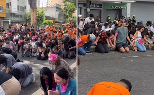 Os cristãos orando nas ruas. (Foto: Reprodução/Instagram/Israel Abreu)