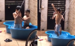 O momento de brincadeira das crianças emocionou muitas pessoas nas redes sociais. (Foto: Reprodução/Instagram/Robson Bandeira). 