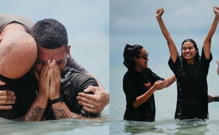 O batismo foi realizado em uma praia de Maceió. (Foto: Instagram/Believe Church).
