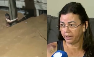 Edna Silva lutou para sobreviver agarrada em um poste em Ubá. (Foto: Reprodução/R7).