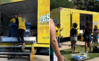 Os moradores ouvem sobre Jesus enquanto esperam suas roupas serem lavadas. (Foto: Reprodução/Instagram/Projeto Sul Do Brasil)