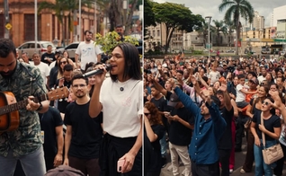 Os membros da “A Igreja do Brasil” realizaram o culto de domingo em uma praça. (Foto: Instagram/bemvindoaigreja).