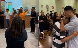 Os cristãos oraram por clientes e funcionários na pizzaria. (Foto: Reprodução/Instagram/Pizzaria Dom Marino Indaiatuba)