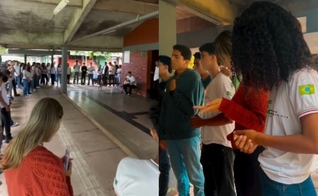 Alunos do Instituto Federal do Maranhão (IFMA) se reuniram no pátio para adorar. (Foto: Reprodução/Instagram/aviva_ifma).