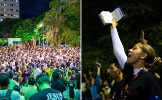 Multidão de jovens adorando Jesus em Fortaleza. (Foto: Reprodução/Instagram/Lucas Teodoro)