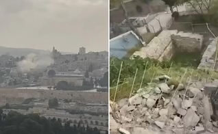 Os destroços de um dos projéteis caíram perto do Monte do Templo. (Foto: Reprodução/Instagram/Hananya Naftali)