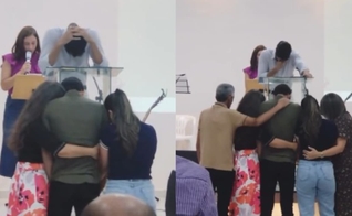 Marcus aceitou Jesus durante o apelo em um culto. (Foto: Reprodução/Instagram/Thayla Alencar).
