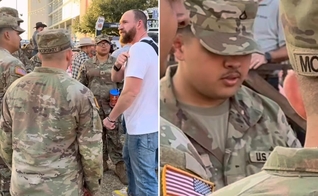 Os militares orando nas ruas. (Foto: Reprodução/Instagram/Philip Renner)