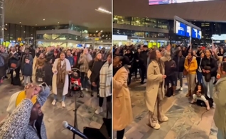 Os cristãos louvaram no salão principal da Estação Central de Roterdã. (Foto: Reprodução/Instagram/Presence Revival).